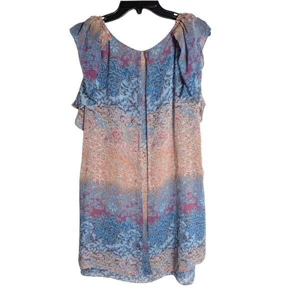 DVF Diane Von Furstenberg Silk Multi Floral Ombre Flutter Sleeve Mini Dress 6 - Picture 5 of 9